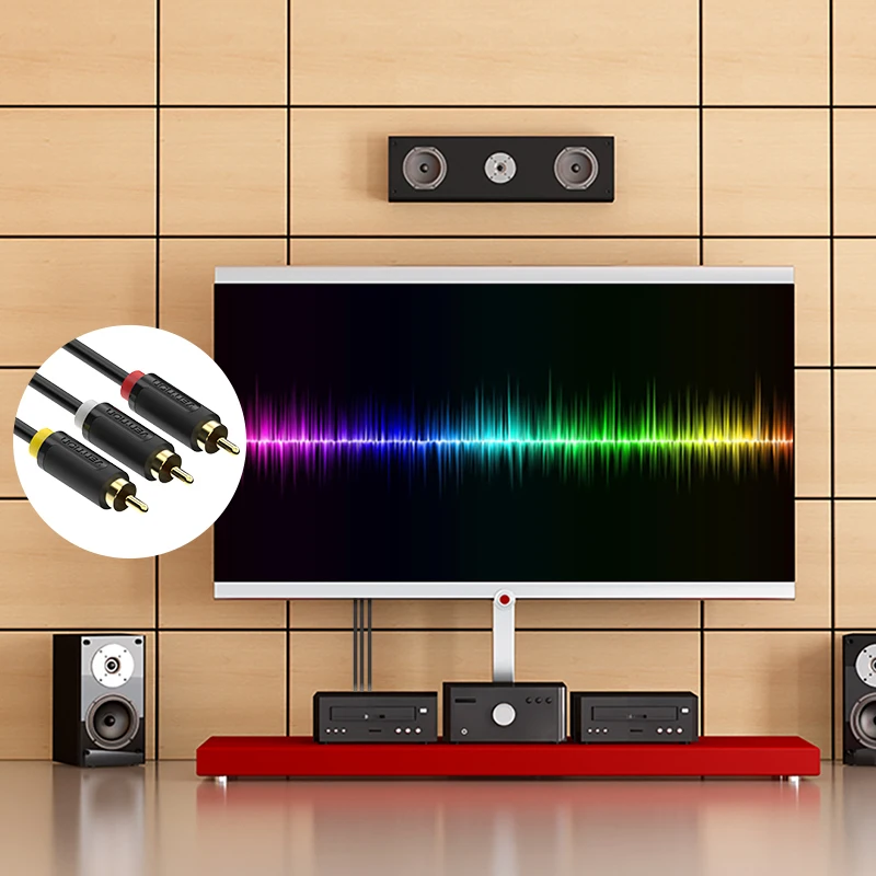 Przewód przedłużający 3RCA do 3RCA kabel Audio pozłacany z męskiego na męskie wideo Audio kabel AV dla TV DVD VCD Blueplayer 1m/1.5m/2m kabel RCA