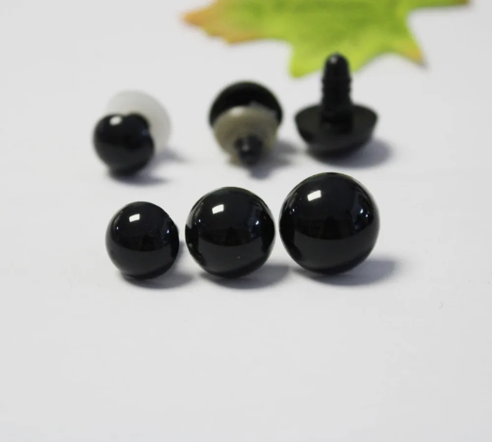 100 Stück/Los NEU 14mm/16mm/18mm/28mm/30mm/40mm/50mm Hochwertige Helle Vollschwarze Runde Spielzeugaugen – Detail 2