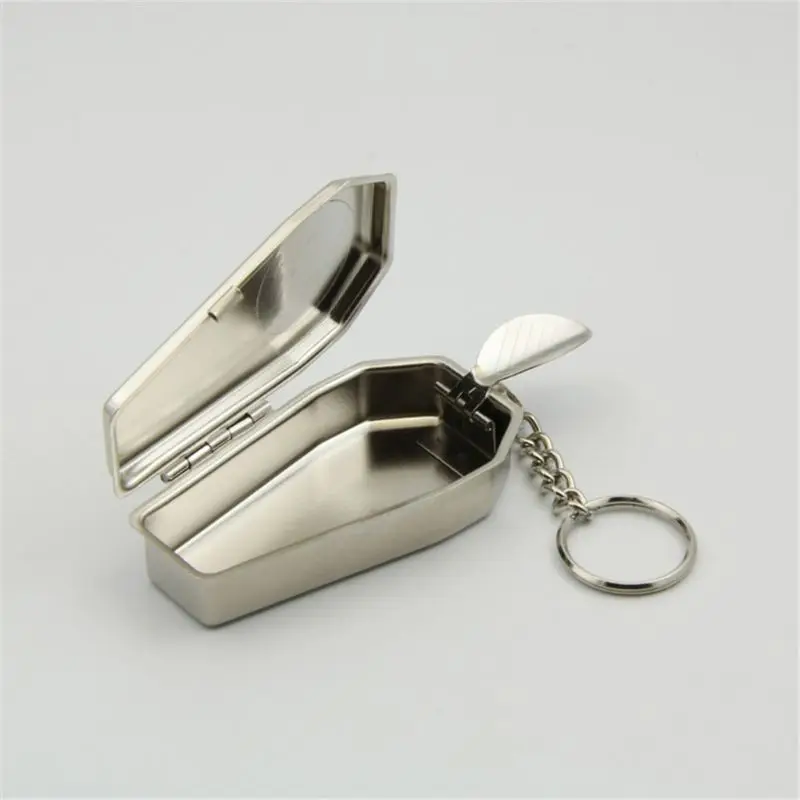 Mini Tinplate Coffin Shape Pocket Ashtray Portable Ash Tray with Lids Travel Auto Smoking Ash Organizer