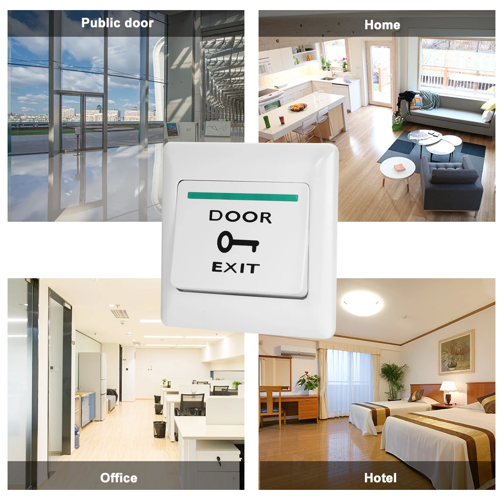 Electronic Door Lock Exit Button Release Push Emergency Switch for Access Control System with Mounted Back Box NO COM Output