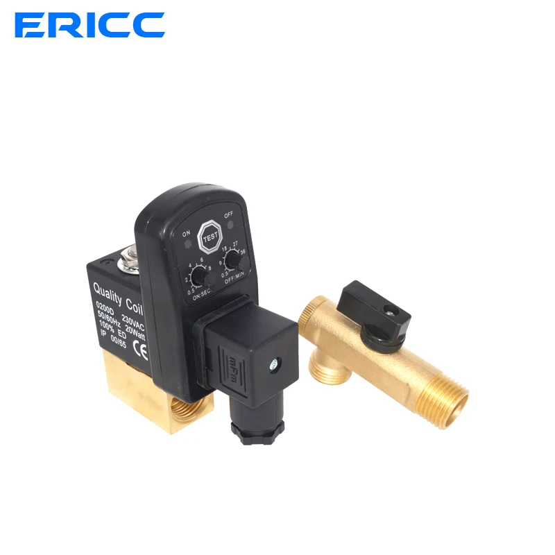 Brass timing solenoid valve, air compressor, refrigerated dryer, drain valve, 1/2 