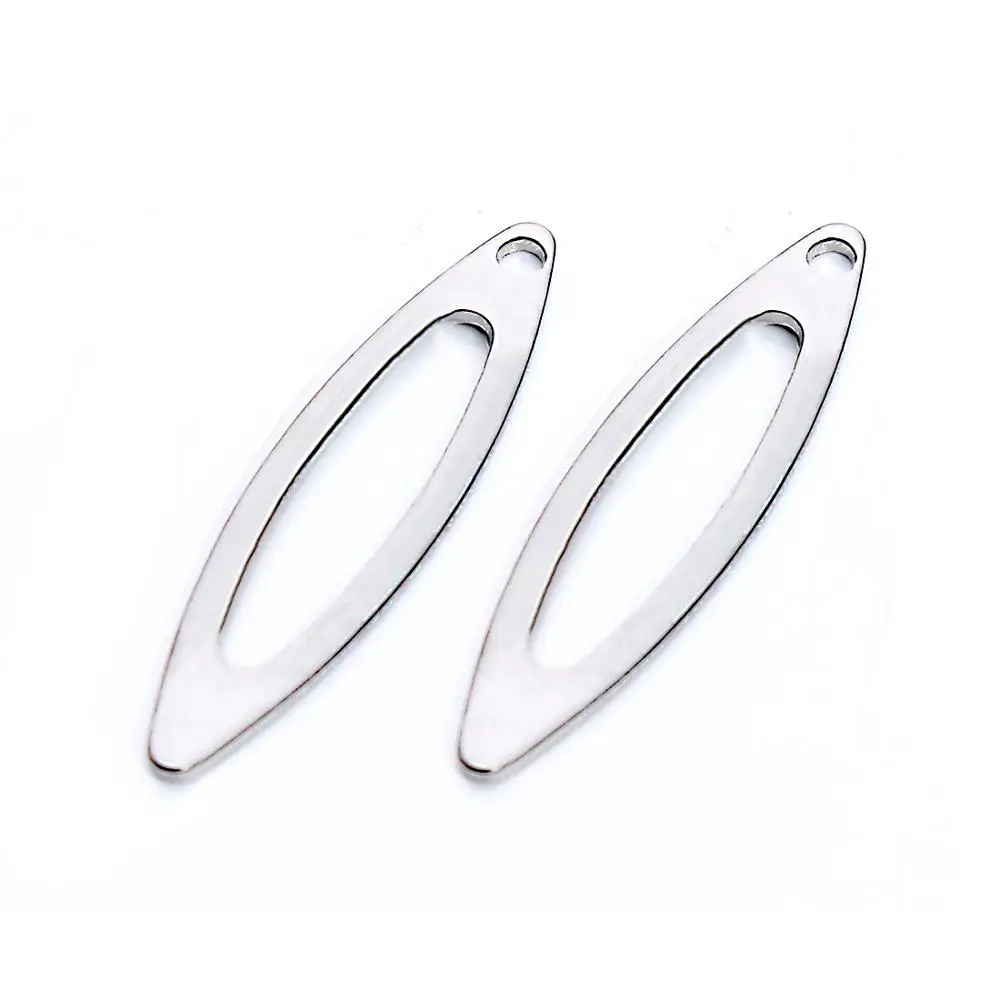 20pc/lot Stainless Steel Round Hollow Oval Charms Pendants Blank Stamping Tags for Necklace Bracelet Jewelry Making Findings