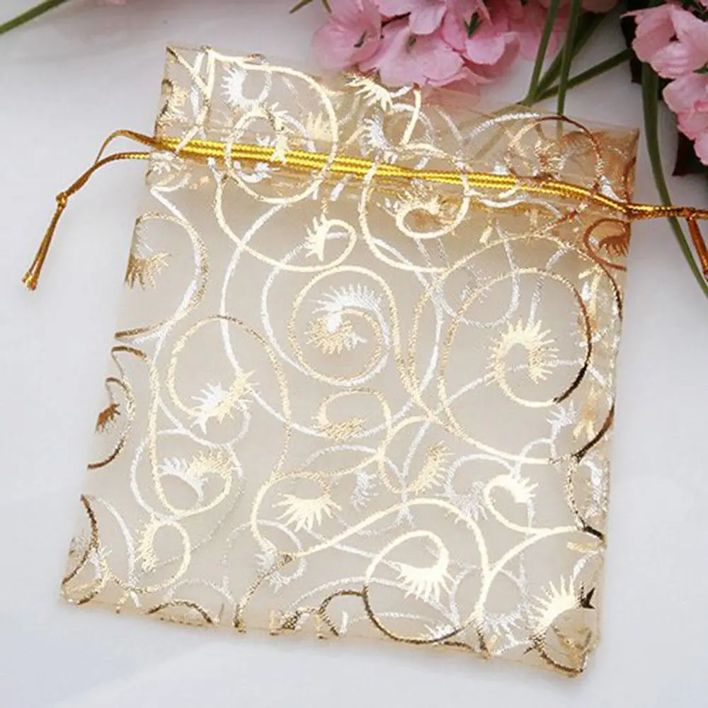 100 Stks/pak 12X9Cm Gold Organza Sieraden Pouch Wedding Party Favor Gift Bag Sieraden Tas Sieraden Nieuwe collectie