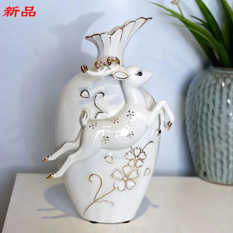 wedding Ceramic Sika Deer Vase Decoration paper living room wine cabinet decoration porch TV cabinet household craft decoration