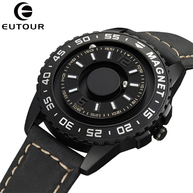 Eutour-Relógio de Moda Masculina, Magnetic Magnet Dial, Turntable Beads, Metal Ball, Relógios Masculinos, Creative Man Watch, Relógio Saat