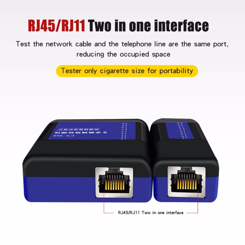 Probador de Cable de grado Industrial, interfaz RJ45 RJ11 en uno, herramienta de reparación de línea telefónica multifunción de prueba de Cable