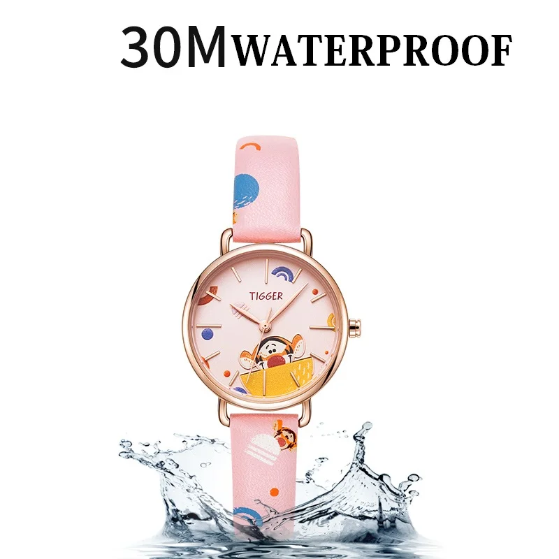 Disney Official Children Casual Japan Quartz Wristwatch Winnie Pooh Tigger Graffiti Cartoon Youth Lady Student Girl Female Clock