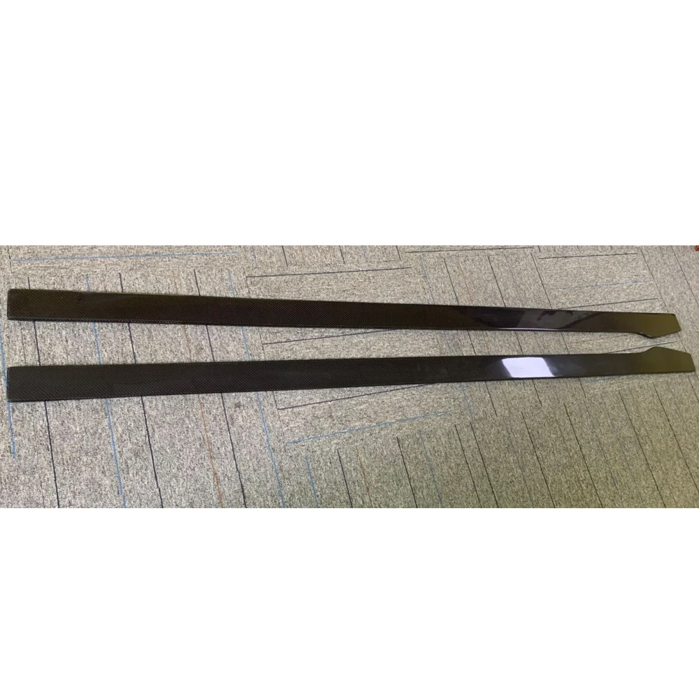 Two Side Carbon Fiber Side Extension Skirt Splitter for Benz W205 Sedan 4DR C205 Coupe 2DR C200 C300 C43 C63 AMG 2015 - 2022