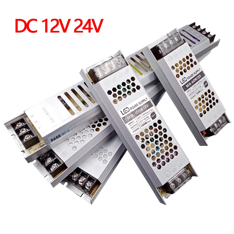 AC DC 12V 24V Converter Power Supply Ultra Thin 60W 100W 150W 200W 300W Laboratory Power Supply 12 24 V Volt 220 Transformers