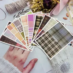 Japanese Style New Design 3d DIY Nail Stickers Verious Colored Plaid Patterns Women Girls' Back Adhesive Glue Fingernail Decals