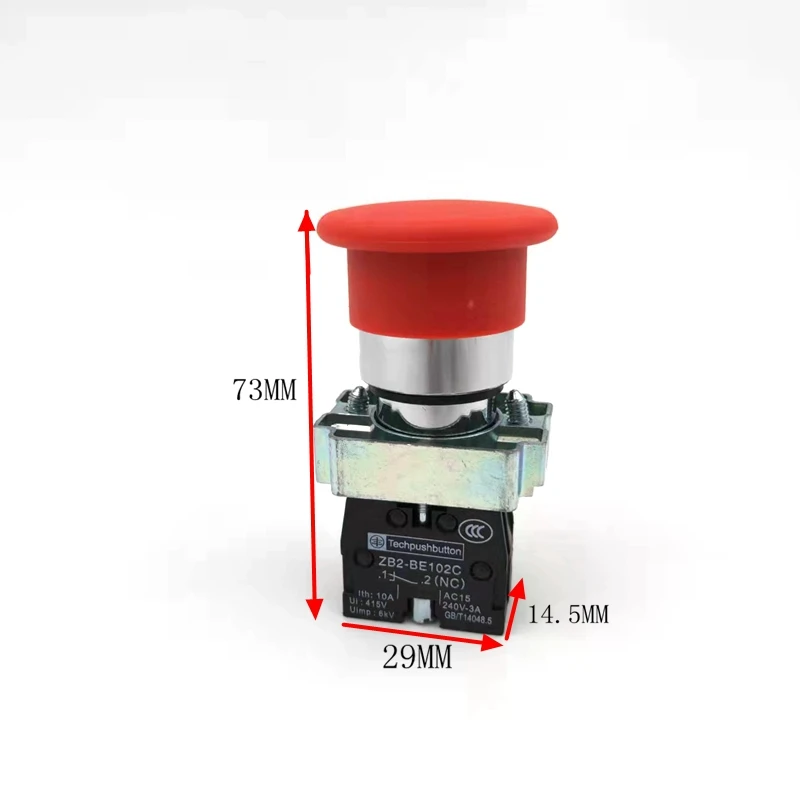 22 مللي متر XB2-BC21 BC31 BC51 NO XB2-BC42 NC الفطر رئيس مفتاح بـزر دفع لحظة الذاتي إعادة تعيين 10A/660 فولت