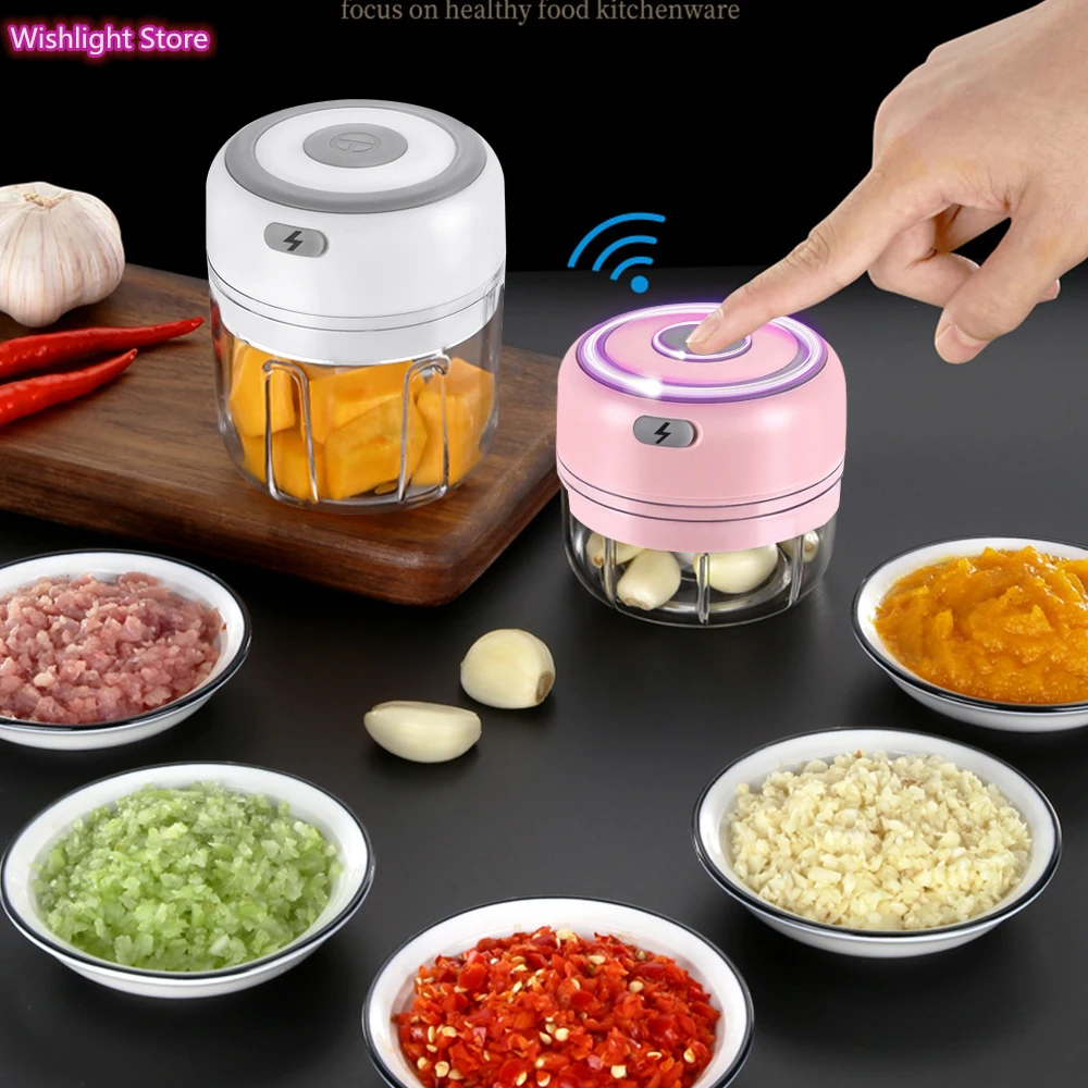 

Electric Garlic Masher 100/250ml Mini USB Wireless Electric Fast Crushing Vegetable Chili Meat Grinder Food Supplement Machine