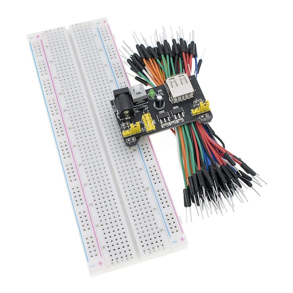 3.3V/5V MB102 Breadboard Power Nodule+MB-102 830 Points Solderless Prototype Bread Board Kit +65 Flexible Jumper Wires