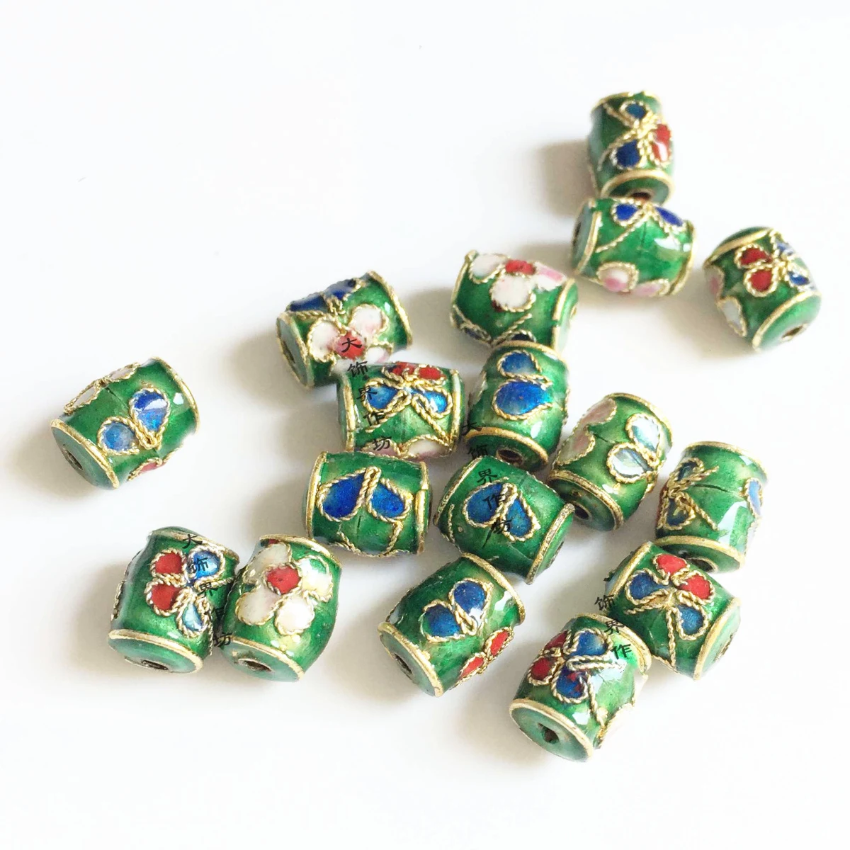 Petites perles en filigrane, 100 pièces, en émail, cloisonné, Oblong, pour la fabrication de bijoux, colliers, Bracelets, boucles d'oreilles, accessoires, vente en gros