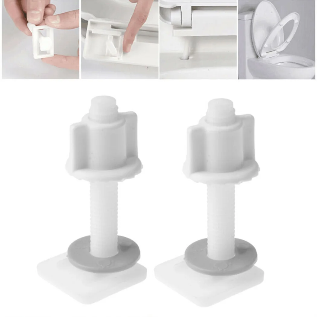 Plastic Toilet Seat Hinge Repair Bolts + Fitting Screws +Washers Kit Accessories Universal Household Replacement