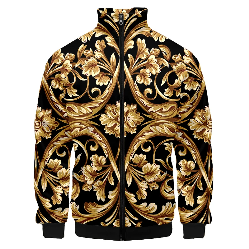 Luxury Court Plus Size Jacket Men Floral Bomber Jacket Men Long Sleeve Zipper Jackets Coat MenPilot Jacket Cashew Flower Series