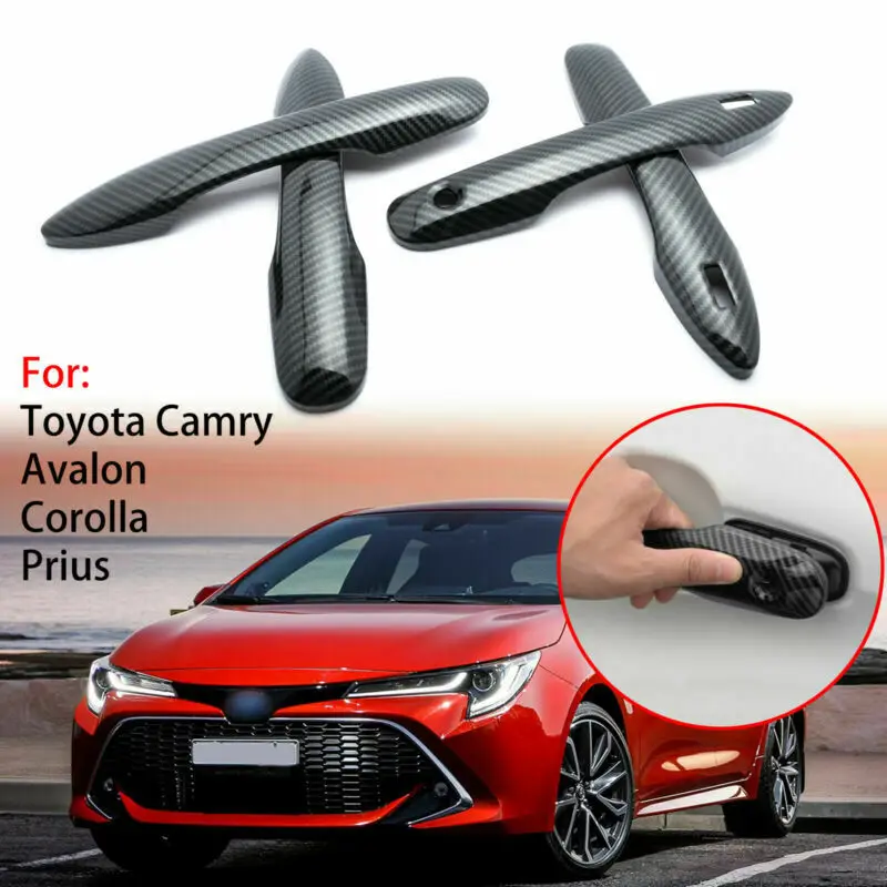 

For Toyota Camry XV 70 Corolla Priu 2017-2022 Car Exterior Door Handles Cover Bowl Catch Cap Sticker Carbon Fiber Style