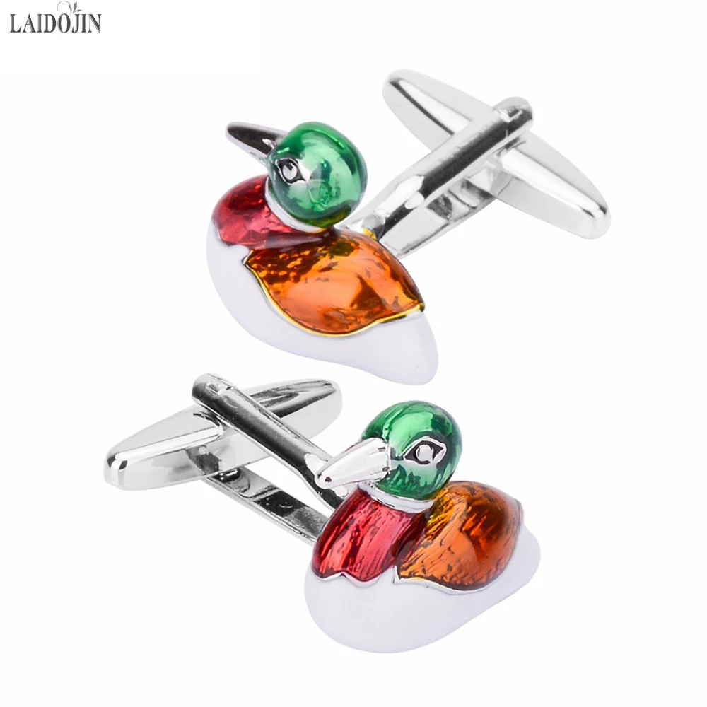 LAIDOJIN Mandarin Duck Love Cufflinks for Men High Quality Shirt Cuffs Enamel Cuff links DIY Wedding Grooms Gift Male Jewelry