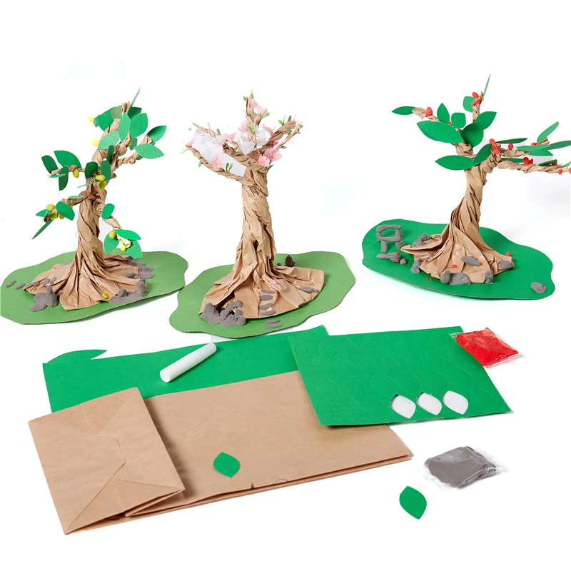 Handgemaakte 3D Diy Fruit Tree Leaf Art Papier Stickers Childlen Vroeg Leren Onderwijs Craft Speelgoed Voor Kinderen Huisdecoratie