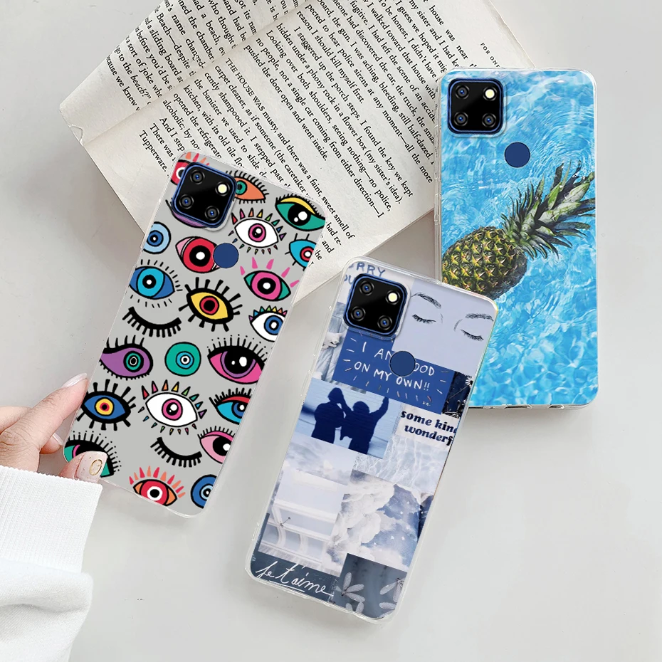 Case For Realme C25s Cover Fashion Art Label Clear Soft TPU Silicone Funda On Realme RMX3195 C 25S C25 C 25 S Case Shell Coque