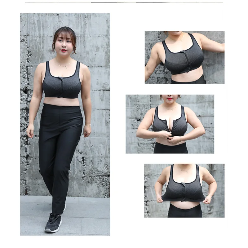 S-5XL Hot Sports Top Yoga Bra Women Shockproof Gym Shirt Sports Bra Front Zipper Big Lady Push Up Brassiere Sportswear Plus Size