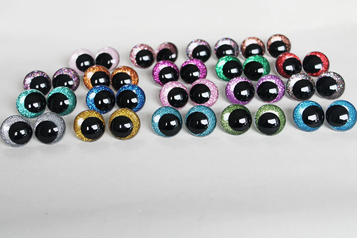 20PCS   12mm to 28mm comical Round  glitter toy eyes funnny doll eyes With handpress washer FOR PLUSH CRAFT -N19