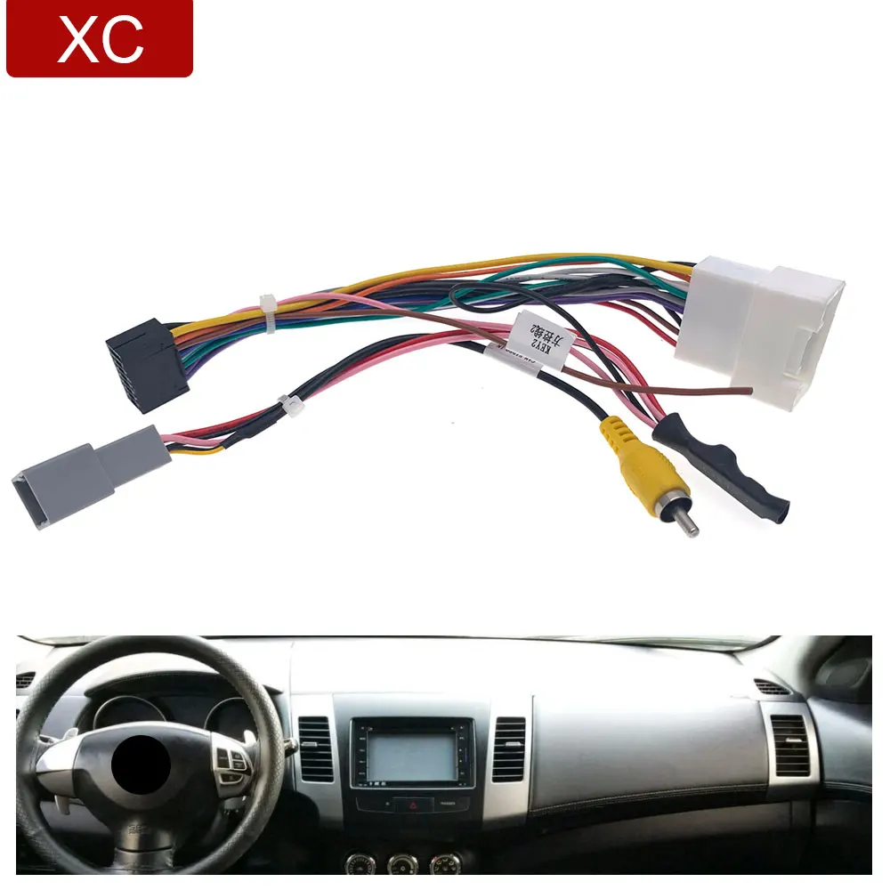 

Car Stereo Radio 16Pin Wiring Harness Audio Cam Video In Adaptor Power Steering Cable For Mitsubishi Outlander Xpander Mirage