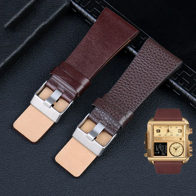 Genuine Leather watchband For Diesel DZ7396DZ1206 DZ1399 DZ1405 Watch band Litchi grain 22 24 26 27 28 30 32 34mm strap bracelet