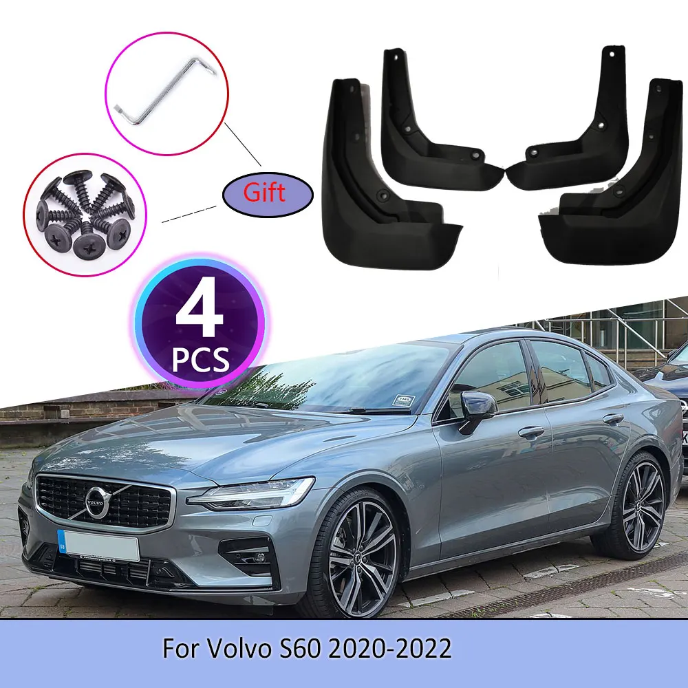 4PCS Car Mudguards For Volvo S60 2020~2022 Screw Cladding Splash Plastic Durable Sun Flaps Mudflap Wheel Flap Accessories 2021