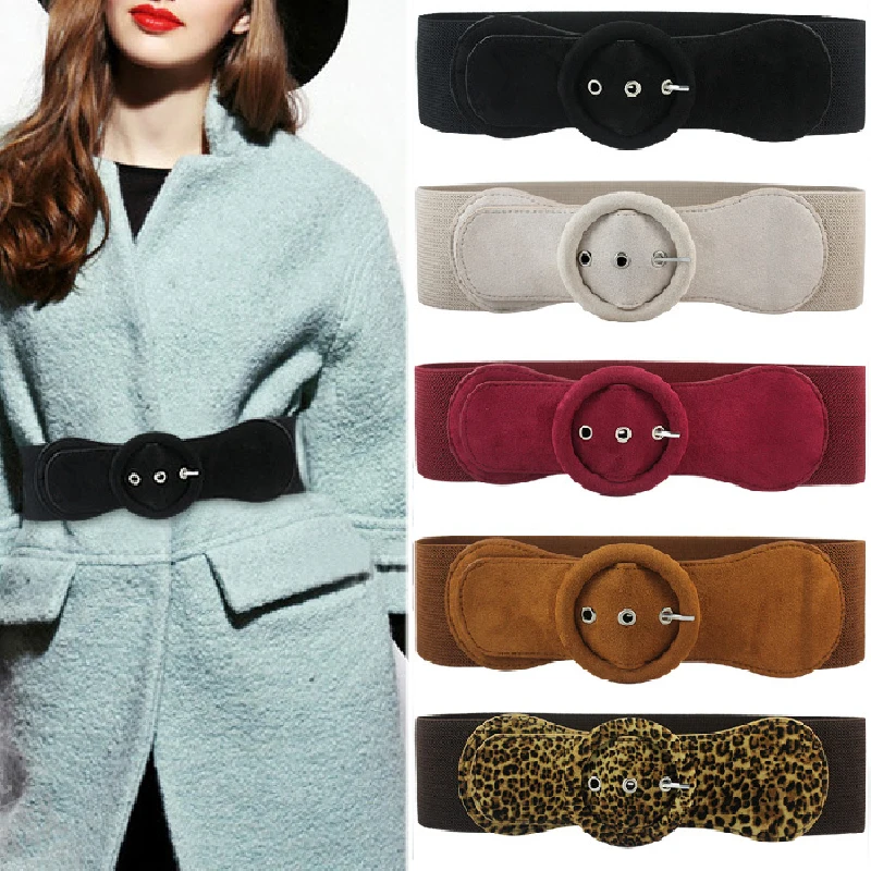 

Women Waist Belt Cummerbund Elastic Belt Square Buckle Black Dress Decorate Waistband Women Wide PU Leather Elastic Waistband