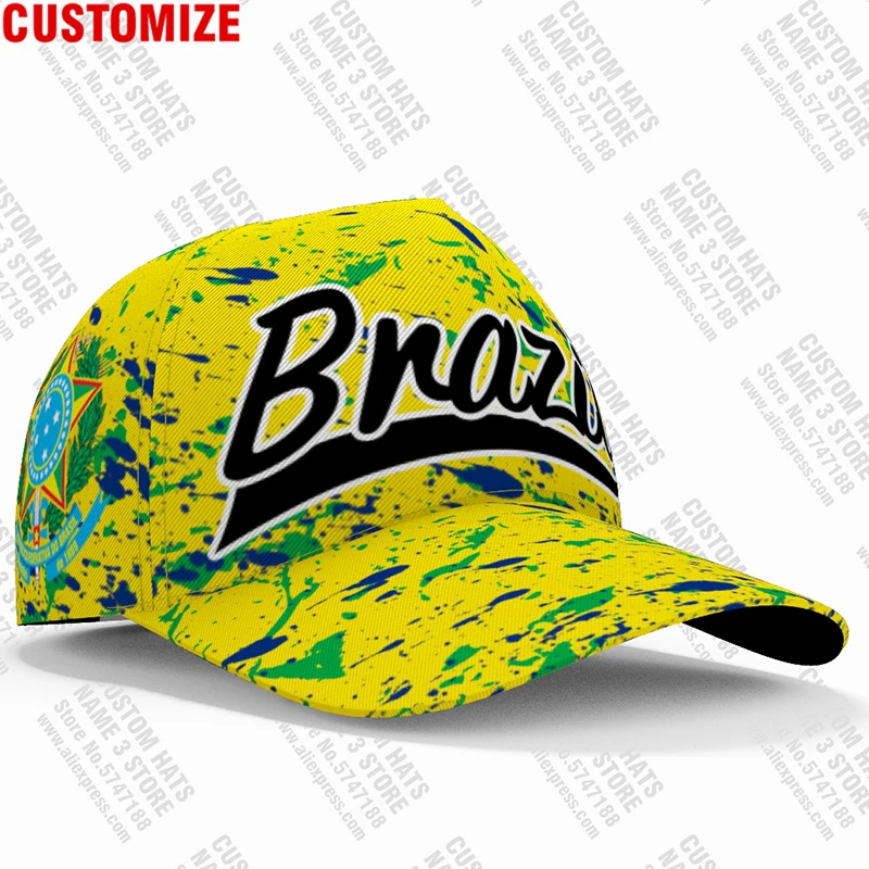 Brazil Baseball Cap Free 3d Custom Made Name Number Team Logo Br Diy Hat Bra Country Travel Portugal Nation Brasil Flag Headgear