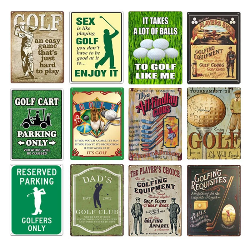 

Golf Sports Tin Sign Metal Decorative Poster Vintage Shabby Wall Signs Decor Bar Garage Metal Signs Tinplate Painting Plaques