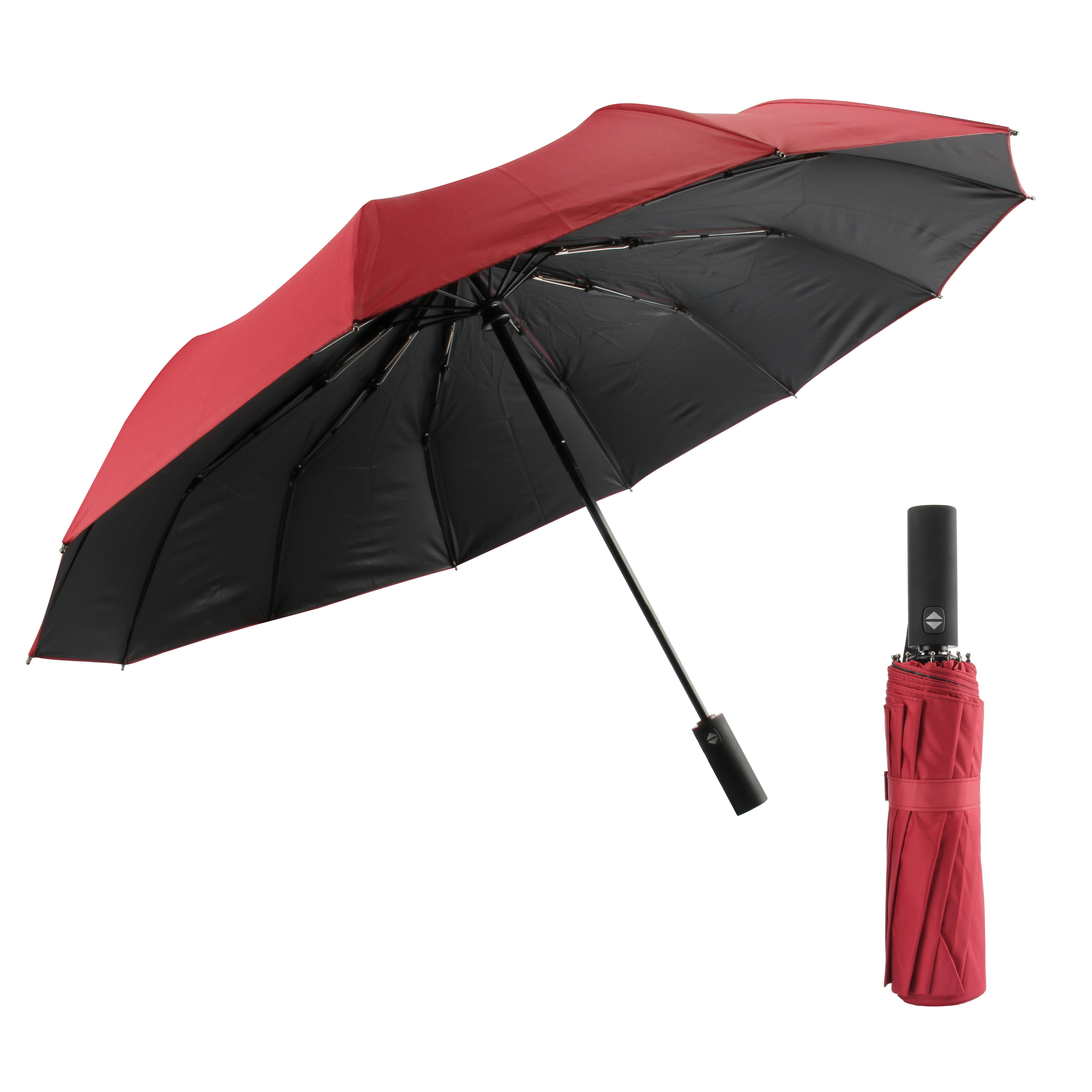 Large 12 Ribs One-Touch Automatic Open and Close Windproof 210T All-Weather Travel Folding Umbrella