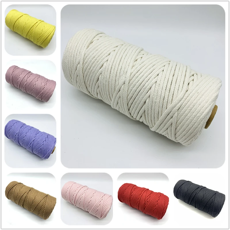 5yards 4mm 100% Cotton Rope Braided Twisted Cord Rope For Handmade Decoration DIY Lanyard Ficelles Couleurs Thread Cord