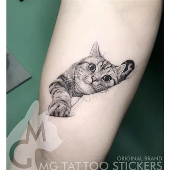 Tattoo กันน้ําแมวญี่ปุ่นน่ารักสัตว์เลี้ยงแขนกึ่งถาวร Tattoo Cat สัตว์ตลก Tattoo สติก