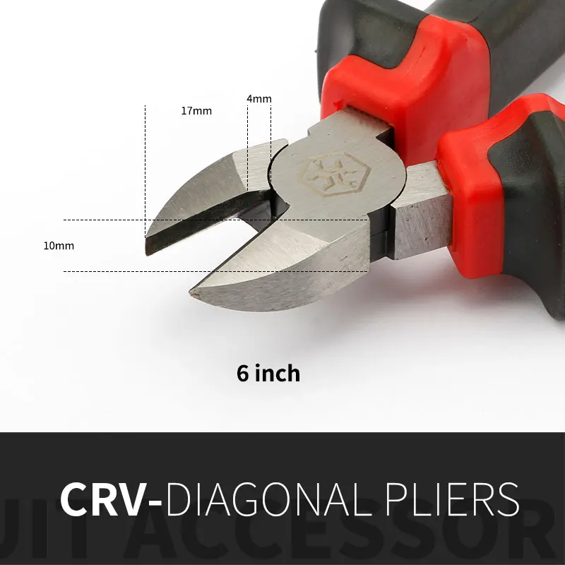 Cr-v – pince Oblique diagonale pour électricien, 6 pouces, longueur 165mm, 1 pièces, coupe-câble, avec poignée Double couleur