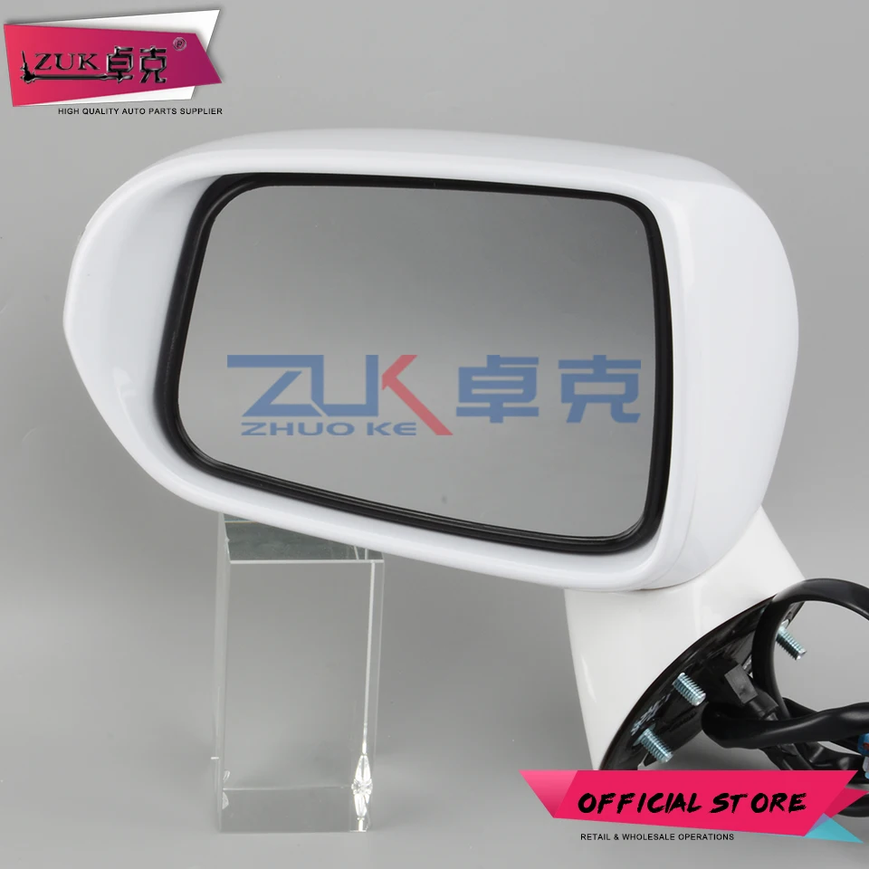 ZUK Outer Rearview Mirror Exterior Rear View Mirror For HONDA FIT JAZZ CITY 2003-2008 5-PINS Electric Angle Adjust + LED Lamp