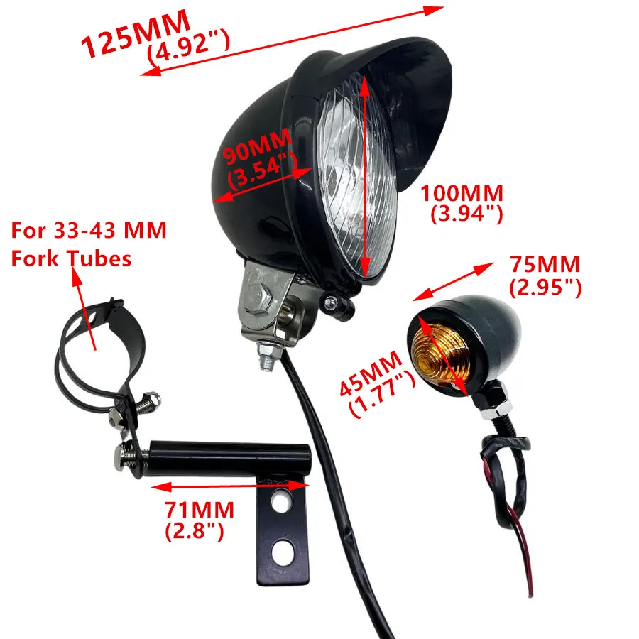 Chrome Black Universal Motorcycle Driving Fog Spot Light 33-43 MM Fork Tubes Motorbike Front Turn Signal Lamp Indicator