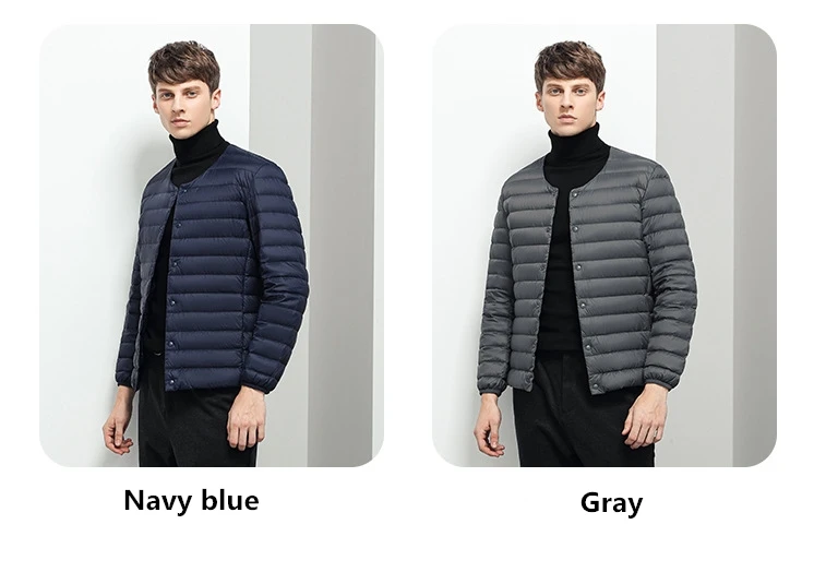 Men's Liner Duck Down Jacket O-neck Variable V-neck 2023 New Men Winter Keep Warm Collarless Ultralight Quilted Puffer Coat