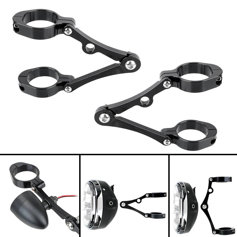 Soporte para faro de motocicleta, accesorios de motocicleta de 39mm-41mm para Chopper Bobber Cafe Racer, soporte para foco, abrazadera de montaje de tubo de horquilla CNC