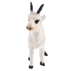 Realistic Polyethylene Furs Standing Goat Animal Model Figurine Home Decoration