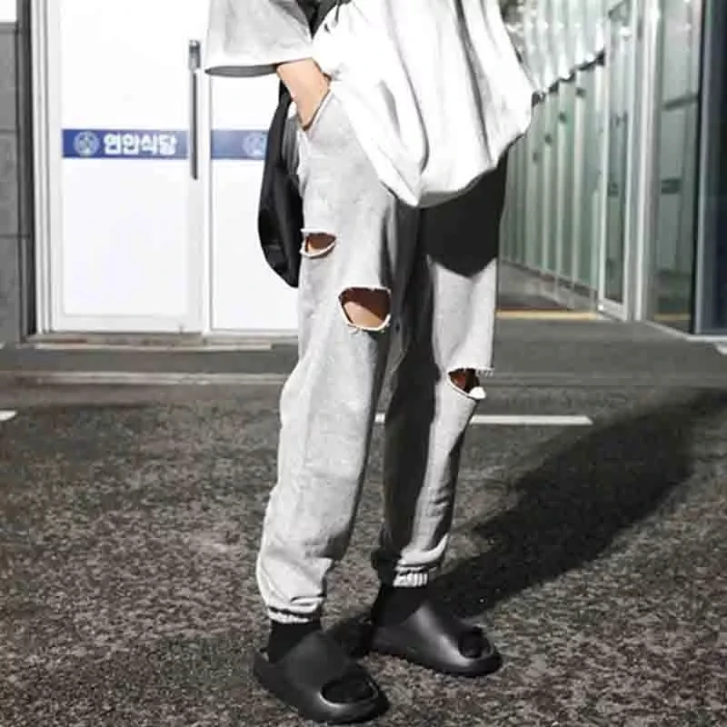 

Men's Trousers Spring And Autumn New Personality Hole Hip Hop Street Fashion Casual Loose Oversized Sweatpants