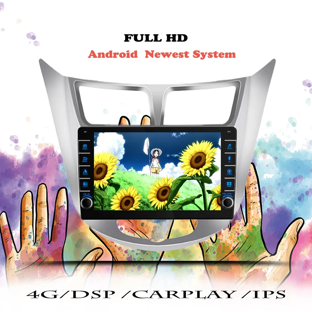 Android 12 8G Car Radio For Hyundai Solaris accent Verna 2010 2012 2014 2016 Navigation GPS Multimedia Player DVD Tape Recorder