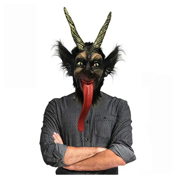 Christmas Krampus Mask Realistic Devil Demon Latex Mask Halloween Horror Costume Dress