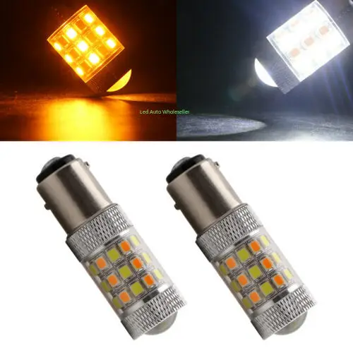 10X1157 BAY15D White/Amber Switchback S25 42smd 2835 auto drl light dual color T25 3157 7443 LED Turn led Signal Headlight 12V