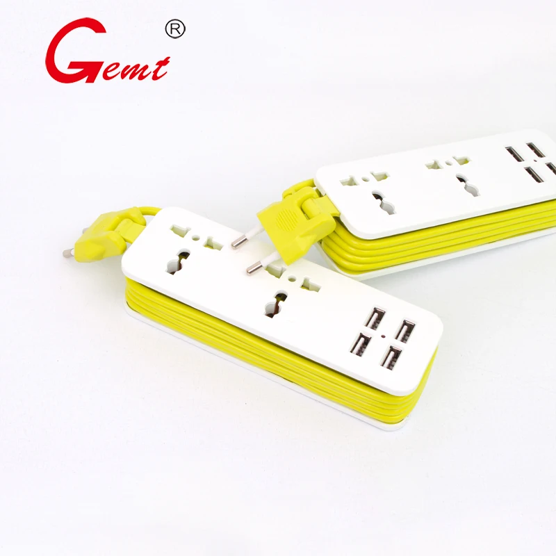EU Plug Extension Socket Portable Travel Power Strip Surge Protector With 4 USB 5V 2A Smart Phone Charger Wall Desktop Hub