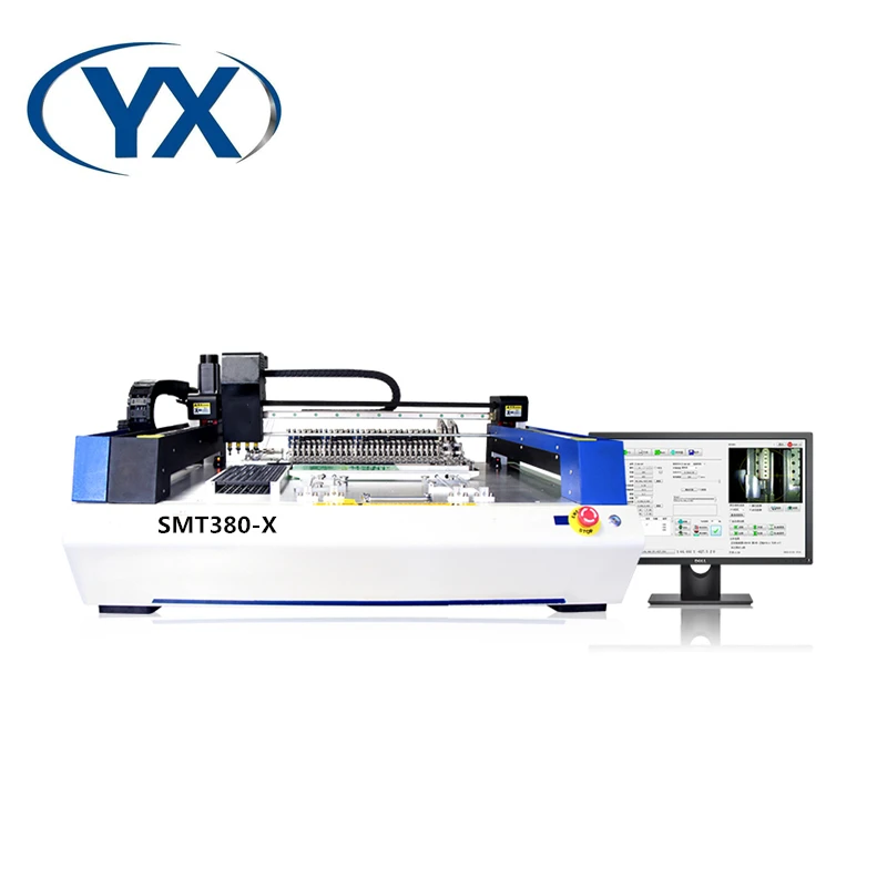 Voorraad in Rusland Gratis belasting in Rusland YX Hoge nauwkeurige 6-camera Desktop SMT Pick and Place Machine SMT380-X voor PCB-ontwikkeling