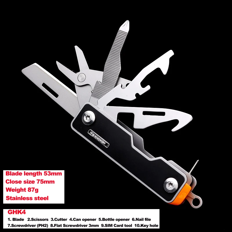 Mini Multi Pocket Knife Outdoor Survival EDC Folding Knife Tools Multitool 10 in 1 Small Knife Scissors Multifunctional Knives