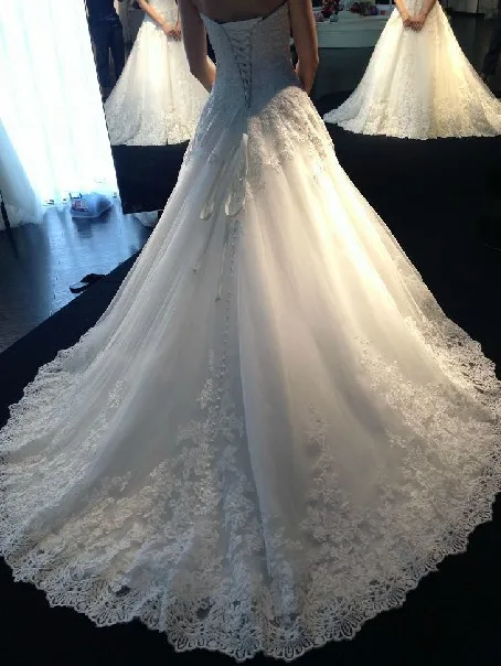 Vestido de novia de encaje de Organza, romántico vestido de tul de novia hecho a medida, Envío Gratis, 2018