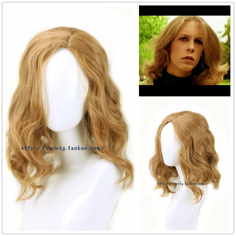 

New Arrival Movie Halloween Laurie Strode Cosplay Wig Brown Short Curly Heat Resistant Synthetic Hair Wigs + Wig Cap